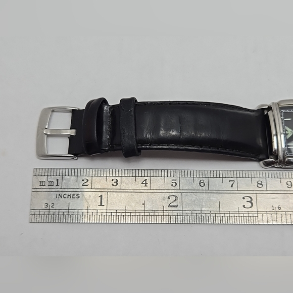 Emporio Armani AR0207 Tank Watch Black Dial Leather Strap Quartz New Battery - Picture 8 of 13